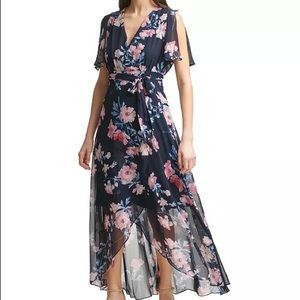 Jessica Howard Floral Faux-Wrap Maxi Dress size 14 NWT